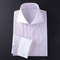 Classic French men's long sleeved shirt with contrasting colla retro gentleman collar white collar boss shirt for men. 