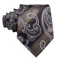 Hi-Tie Paisley Brown Tie For Men Elegant Mens Necktie Pocket Square Cufflink Groom Wedding Accessory Wholesale New Designer.
