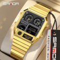 Sanda Retro Trendy Punk Dual Display Luminous Waterproof Electronic Quartz Men's Watch SD3192-3.