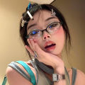 Fashion Oval Frame Glasses for Women Retro Blue Green Small Frame Glasses Anti Blue Light Glasses Y2K Style Eyeglasses. 