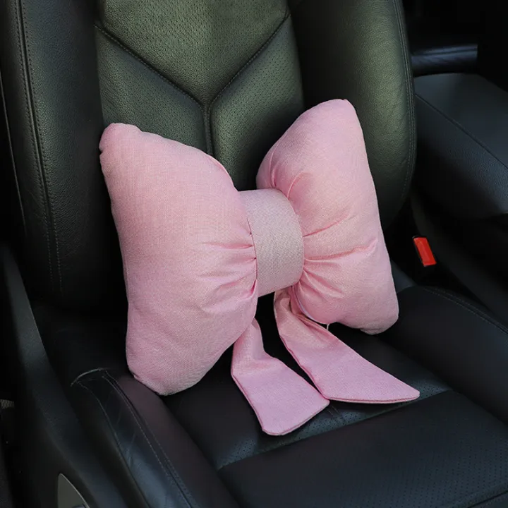 Car%20headrest%20mesh%20red%20bow%20ribbon%20comfort%20neck%20protection%20pillow%20summer%20general%20car%20waist%20cushion%20-%20Image%204