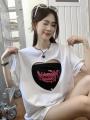 Calolay Sweet Hot Girl Hollow Heart Short SleeveTT-shirt Women's2022Summer New Korean Style Mid-Length Loose Top.