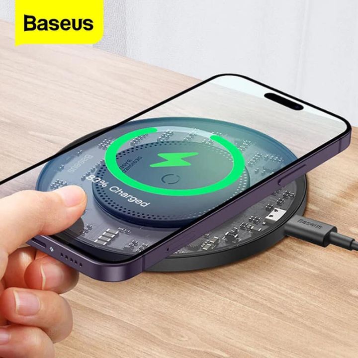 BASEUS Simple 15W Fast Charging Transparent Wireless Charger Compatible with iPhone 12/13/14 Series