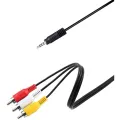 3 RCA Composite Male to 3.5mm Audio Video AV Cable for DVD, Android TV Box. 