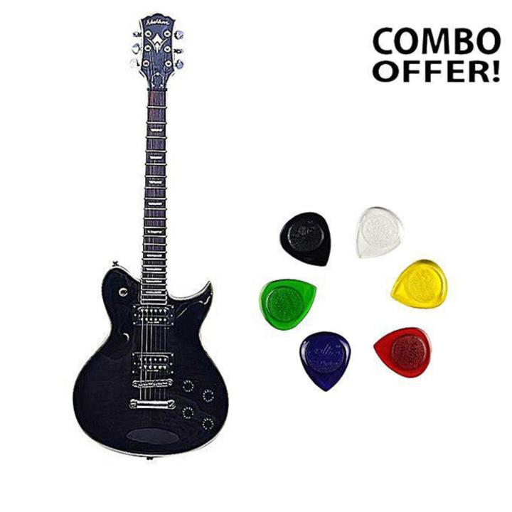 Combo ofProfessional Electric Lead Guitar - Black and Alice 6 Pcs AP-100JS Picks