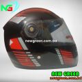 FULL FACE STM BIKE HELMET - BLACK, RED, BLUE & JAZZ GRAPHICS. 