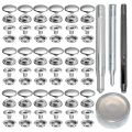 Solid 72Pcs 15MM Stainless Steel Fastener Snap Press Stud Button for Marine Boat Canvas with Punching Set Tool Kit Silver. 