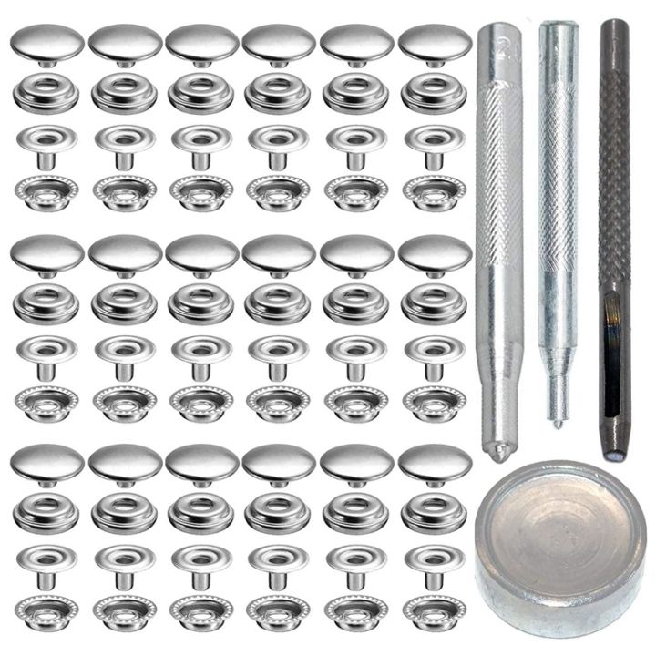 Solid%2072Pcs%2015MM%20Stainless%20Steel%20Fastener%20Snap%20Press%20Stud%20Button%20for%20Marine%20Boat%20Canvas%20with%20Punching%20Set%20Tool%20Kit%20Silver%20-%20Image%203