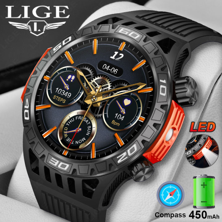 2024 Exercise Monitoring Waterproof Men Smart Watches Bluetooth Call Health Management Smartwatch Outdoor Compass LED Lighting