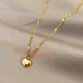 Stainless Steel Gold Color Love Heart Necklace for Women Letter Heart Pendant Necklace Simple Elegant Clavicle Chain Jewelry. 