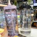 Time Marked Water Bottle BP2L Free Water Bottle with Straw Large Volume Sports A Portable Water Bottle. 