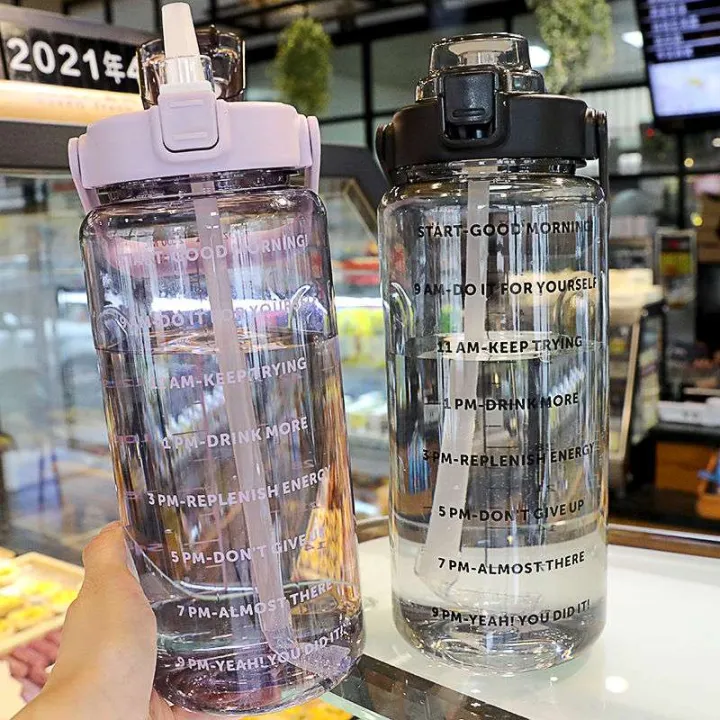 Time Marked Water Bottle BP2L Free Water Bottle with Straw Large Volume Sports A Portable Water Bottle