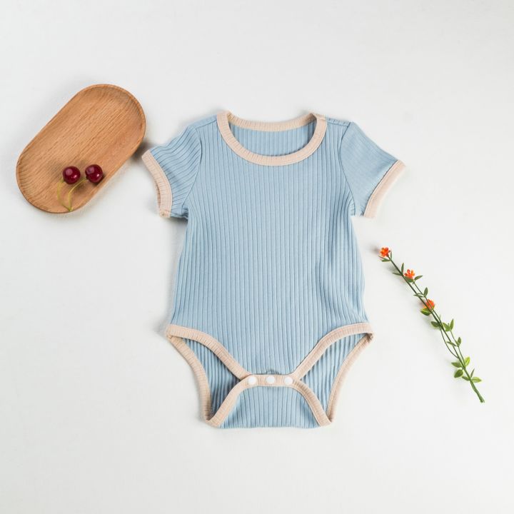 0-2%20Years%20Babany%20bebe%20New%20Unisex%20Romper%20For%20Babies%20Clothes%20Short%20Sleeve%20Solid%20Color%20Splicing%20And%20Contrasting%20Colors%20Romper%20-%20Image%207