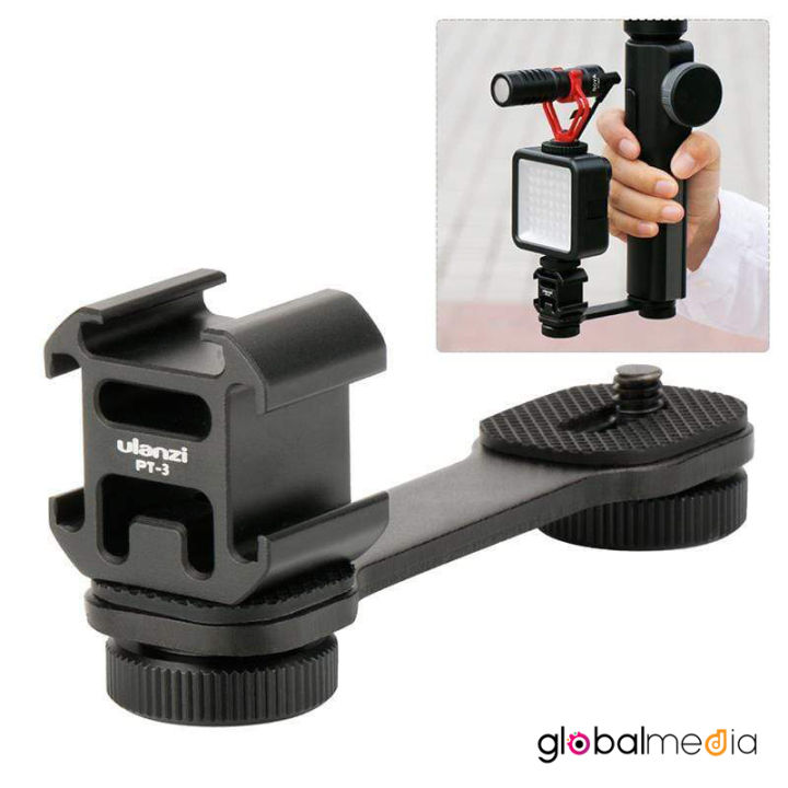 Ulanzi%20PT-3%20Triple%20Cold%20Shoe%20Gimbal%20Microphone%20Mount%20Extenstion%20Global%20Media%20Bar%201/4%20inch%20Adapter%20Video%20Light%20Microphone%20Mount%20Compatible%20for%20DJI%20OM%204/OSMO%20Mobile3/Zhiyun%20Smooth%204%20Feiyu%20Gimbal%20Stabilizer%20Action%20Camera%20Acessories%20-%20Image%202