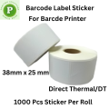 For Inkless Printing  Barcode Tag, Price Tag, Label Tag, Band Logo etc. 1 Roll 1000 PCS Sticker Per Roll, Size 38mm x 25mm, DT. 