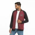 Masculine Knitted bombers jacket - Maroon. 