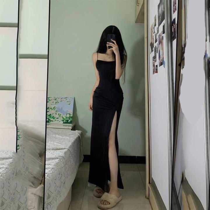 Lucyever%20Black%20Spaghetti%20Strap%20Women's%20Dress%202024%20Summer%20Tight%20Side%20Split%20Long%20Dresses%20Female%20Elegant%20Bodycon%20Maxi%20Dress%20Shapewear%20-%20Image%206