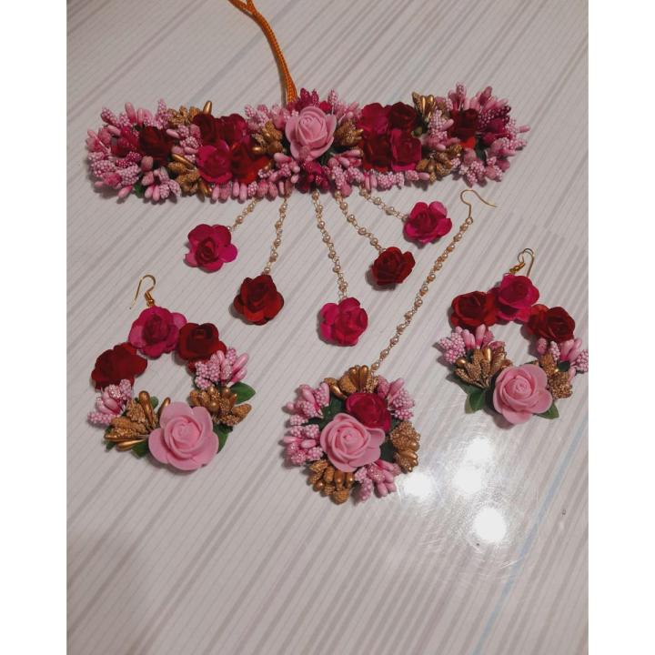 গায়ে হলুদের গহনা/artificial flower ornaments. Colour customize