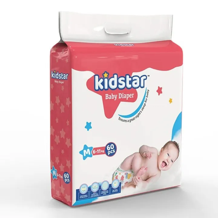 Kidstar%20Baby%20Diaper%20Medium%206-11kg%2060pcs%20-%20Image%202