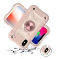 For iPhone XS Max Shockproof Silicone + PC Protective Case with Dual-Ring Holder. 
