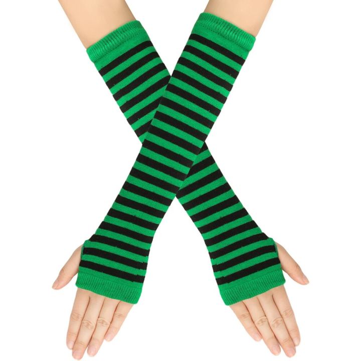 Striped%20Winter%20Long%20Gloves%20Knit%20Sleeves%20Warm%20Half-Finger%20Fingerless%20Arm%20Cover%20Brace%20Men%20Women%20Work%20Solid%20Wool%20Soft%20Gloves%20-%20Image%204