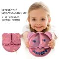 Cartoon Bear Shaped Baby Silicone Plate Cute Portable Suction Plate Kids Divided Plate Non-Slip Strong Suction Dishes for Baby Toddlers. 