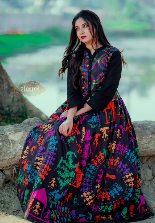 Warli%20Digital%20painting%20Skirt%20for%20Women%20-%20Image%204
