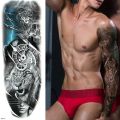 Large Arm Sleeve Tattoo Waterproof Temporary Tattoo Full Arm Body Art Stickers Women Adult Man Semi Permanent Tattoo Lion Rose. 