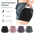 Summer Running Shorts Women 2 In 1 Marathon Quick Dry Shorts Gym Loose Sport Shorts Breathable Yoga Shorts. 