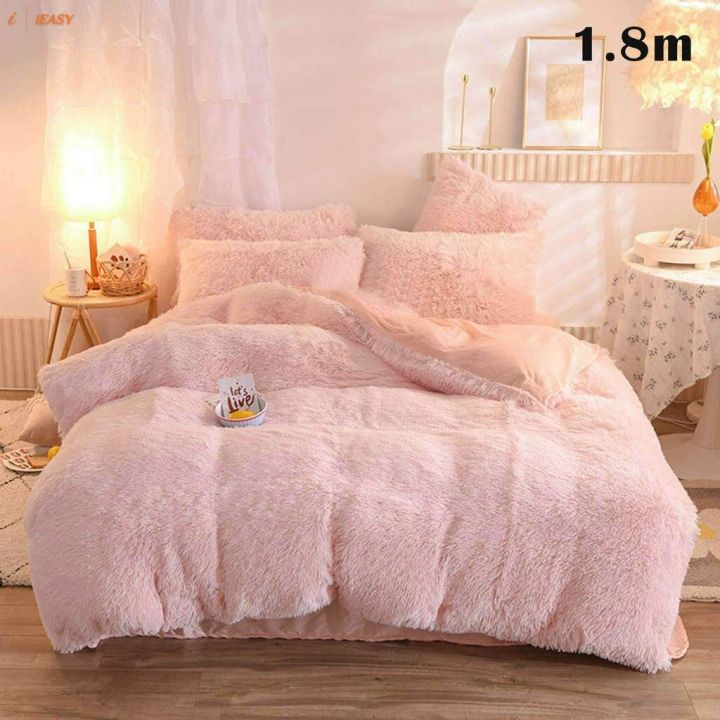 pengwei%204pcs/set%20Colorful%20Fluffy%20Bedding%20Set%20Long%20Plush%20Quilt%20Cover%20Bed%20Sheet%20Pillowcase%20Set%20-%20Image%205