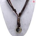 Fashion Vintage Faux Leather Pendant Adjustable Chain Men Necklace Jewelry Gifts. 