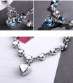 Bracelet For Women Silver Heart Shape Blue Stone Chain Bracelet Trendy Wedding Gift Fine Jewelry For Girls - Bracelet For Women.