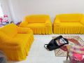 Yellow Color Turkey stretchable fabrics sofa cover for Regular Size Sofa. 