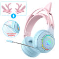 Cat Car Headphones Headset Gamer Wireless Headphones with Mic Gamer Girl Antler Bluetooth Gaming Headphones.