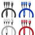 3 In 1 Fast Charging USB Charger Cable / Fast Charging Data Transfer/Compatible with Micro USB, USB-C/Type-C & iPhone Lightning Devices.