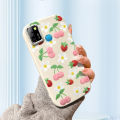 DEL for Infinix Smart 5 Hot 10 Lite Back Cover Clay Strawberry Cherry Pattern Phone Case Soft Silicone Luxury Silver Edge Lens Mobile Cover.