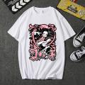 Anime Cartoon T Shirt Women Demon Slayer Kimetsu No Yaiba Clothes Streetwear Print Loose Tops Korean Summer Black T-shirt.