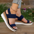 Stretch Fabric Knitted Wedge Sandals Women Back Elastic Band Platform Sandles Woman Super Size Summer Thick Sole Beach Sandalias.