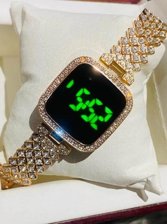 New%20Stylish%20LED/TOUCH%20Rose%20gold%20/Silver/gold%20color%20fashionable%20Diamond%20Card%20Stone%20women%20watch%20-%20Image%204