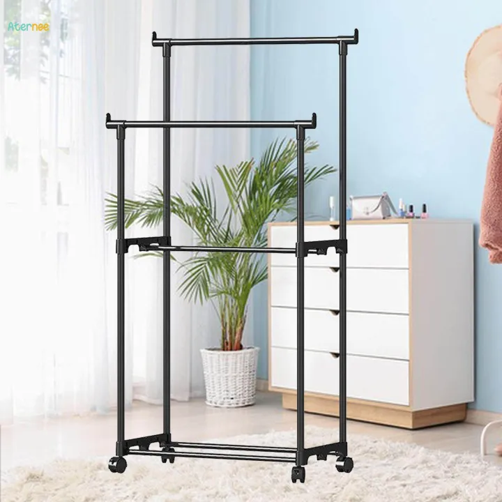 Double%20Rod%20Clothing%20Rack%20Heavy%20Duty%20Portable%20Movable%20Wheel%20Clothes%20Organizer%20for%20Office%20Living%20Room%20-%20Image%203