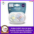 Philips AVENT Ultra Air Baby Soother Orthodontic Pacifiers 0 to 6 Months 2pcs INDONESIA.