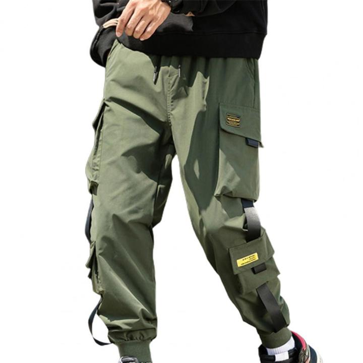Safari%20Style%20Men%20Cargo%20Pants%20Side%20Pockets%20Stretchy%20Waist%20Drawstring%20Strap%20Decor%20Ankle-banded%20Jogger%20Pants%20-%20Image%203
