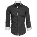 Casual Men's Long Sleeve Shirts Contrast Color Single Breasted Lapel Collar Shirt And Blouse Tops Slim Shirt For Men.