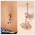 Bohemia Hamsa Hand Dangle Navel Ring Surgical Steel Turkish Lucky Blue Eye Belly Button Ring Piercing Ombligo Body Jewelry. 