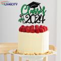 Graduation Cake Accessories Glitter Graduation Cake Topper Set Class of 2024 Congratulations Card Gift for Graduate Party Decor Finish School Celebration Class of 2024 Cake Decorations.