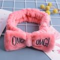 Colorful Women Bow Hair Band Fashion OMG Letters Wash Face Headband Girls Headwear Hairbands Coral Fleece Hair Accessories. 