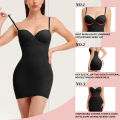 Women Full Slips Basic Under Dress Adjustable Straps Cami Seamless Smooth Tummy Control Body Shaper Built In Bra Deep V Bodycon.