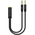 3.5mm 1 Female to 2 Male Headphone & Mic Plugs Audio Y Splitter Cable Cord. 