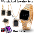 LED Display Digital Touch Screen Watch Necklace Earrings and Ring Box Free Gift Item For Girls and Women. 