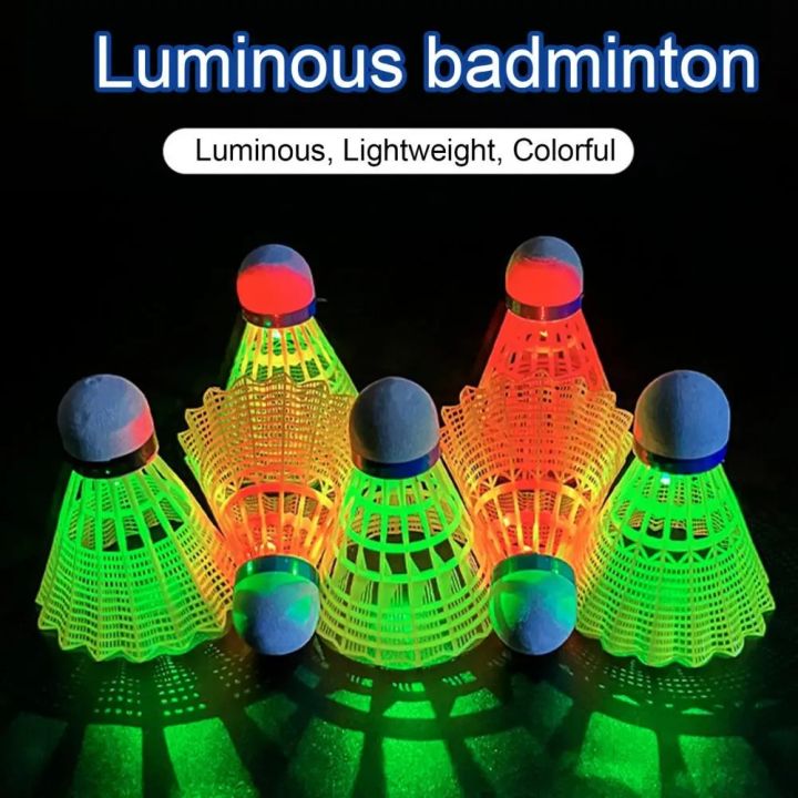 6Pcs/Set Luminous Badminton Balls LED Foamed Plastic Sport Badminton Colorful Light-up Shuttlecocks Children LED Badminton Set